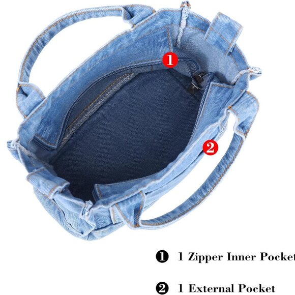Denim Tote Purse for Women Large Crossbody Shoulder Bag Multi-use Gift - Picture 3 of 6
